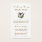 Foto Paarse Bloemen Begrafenis Gebed Kaarten Visitekaartje (Achterkant)