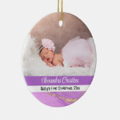 Foto Paarse Dubbelzijdig 2 Afbeelding Baby eerst Keramisch Ornament (Rechts)