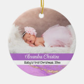 Foto Paarse Dubbelzijdig 2 Afbeelding Baby eerst Keramisch Ornament (Voorkant)