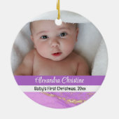 Foto Paarse Dubbelzijdig 2 Afbeelding Baby eerst Keramisch Ornament (Achterkant)