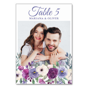 Foto Paarse Fuchsia Burgundy Floral Wedding Kaart