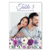 Foto Paarse Fuchsia Burgundy Floral Wedding Kaart (Achterkant)