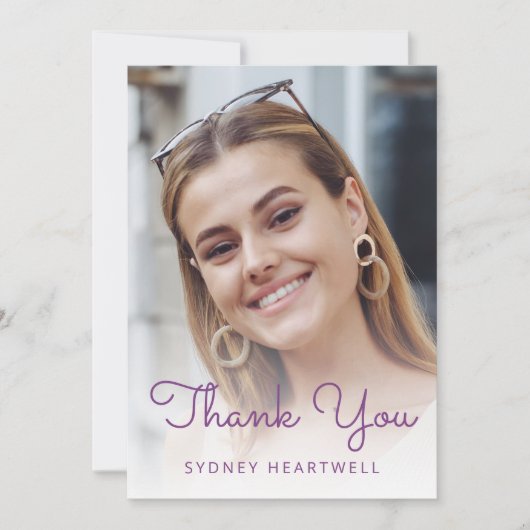 Foto Paarse Glitter Drip Verjaardag Bedankkaart (Voorkant)