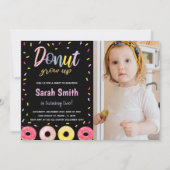 Foto Paarse glitter zwart roze donut verjaardag Kaart (Voorkant)