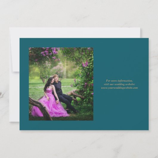 Foto Paarse Gouden Agaat Blauwgroen Bruiloft Save Save The Date (Achterkant)