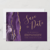 Foto Paarse Gouden Agaat Plum Bruiloft Save the Da Date (Voorkant)