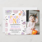 Foto Paarse Halloween Spooky One 1st Birthday Kaart (Voorkant)