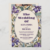 Foto Paarse iris art nouveau bruiloft Kaart (Voorkant / Achterkant)