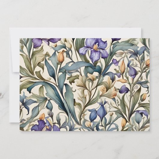 Foto Paarse iris art nouveau bruiloft Save The Date (Achterkant)