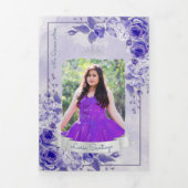 Foto: Paarse lavender Rozen Quinceanera Drieluik Uitnodiging (Cover)