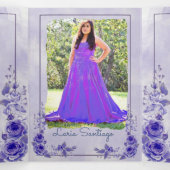 Foto: Paarse lavender Rozen Quinceanera Drieluik Uitnodiging (Binnenkant midden)