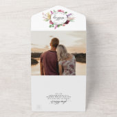 Foto, Paarse Mauve Floral Wedding Tear Off RSVP All In One Uitnodiging (Buitenkant)