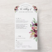Foto, Paarse Mauve Floral Wedding Tear Off RSVP All In One Uitnodiging (Binnen)