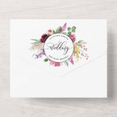 Foto, Paarse Mauve Floral Wedding Tear Off RSVP All In One Uitnodiging (Achterkant)