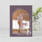 Foto Paarse QR-code bruiloft Save The Date (Staand voorkant)