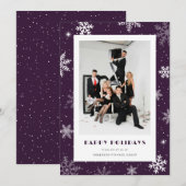 Foto Paarse sneeuwvlok Modern Corporate Business Feestdagenkaart (Voorkant / Achterkant)