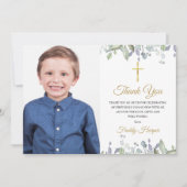 Foto Paarse Waterverf Eerste Heilige Communie Bedankkaart (Voorkant)