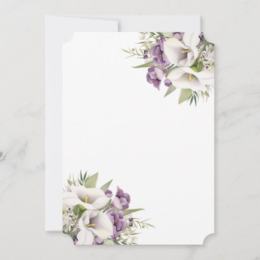 Foto Paarse witte Calla Lily in liefdevolle herinn Kaart (Achterkant)