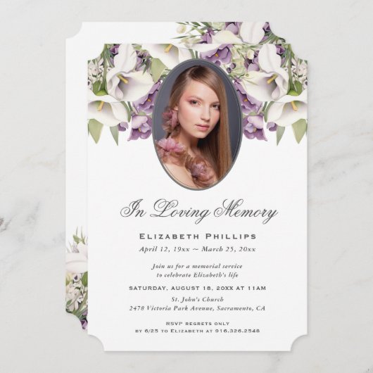 Foto Paarse witte Calla Lily in liefdevolle herinn Kaart (Voorkant / Achterkant)