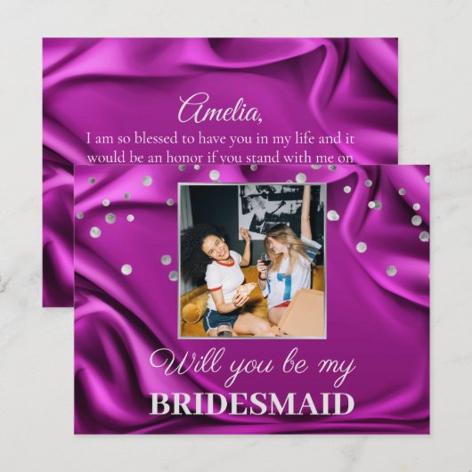 Foto Paarse Zijde: Mijn Bridesmaid Briefkaart (Voorkant / Achterkant)