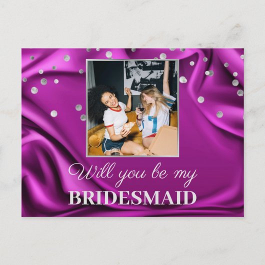 Foto Paarse Zijde: Mijn Bridesmaid Briefkaart (Voorkant)