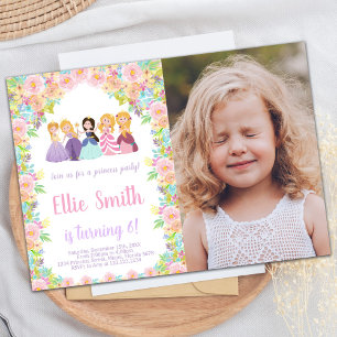 Foto Paarse Zwarte Prinsessen Verjaardagsuitnodigi Kaart