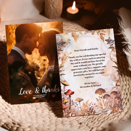 Foto Paddestoel Paddestoel betoverde bos bruiloft Bedankkaart