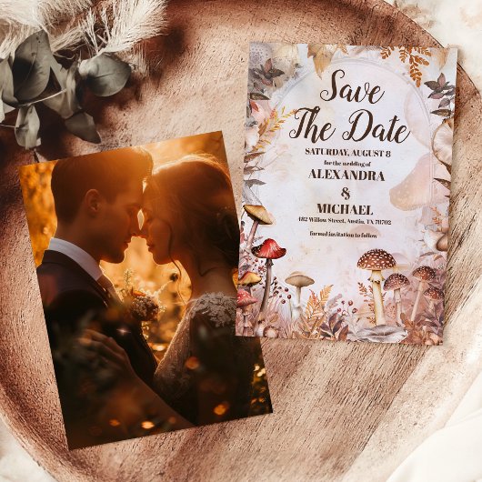 Foto Paddestoel Paddestoel betoverde bos bruiloft Save The Date