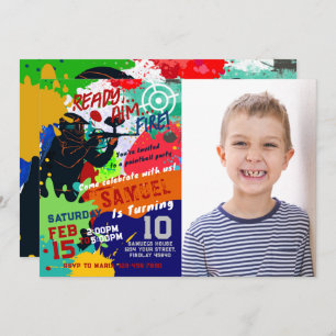 Foto Paintball Verjaardag uitnodiging, Paintball Kaart