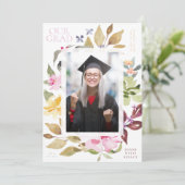 Foto Painted Florals School Afstuderen aankondigin Kaart (Staand voorkant)