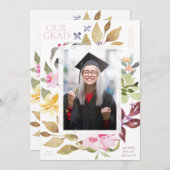 Foto Painted Florals School Afstuderen aankondigin Kaart (Voorkant / Achterkant)