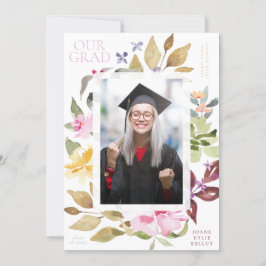 Foto Painted Florals School Afstuderen aankondigin Kaart