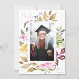 Foto Painted Florals School Afstuderen aankondigin Kaart