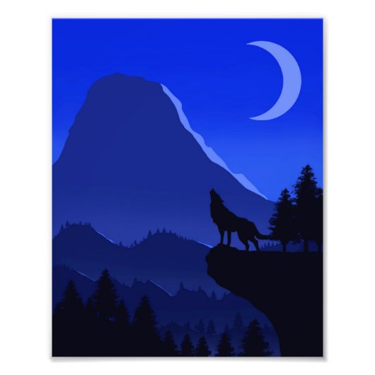 Foto Paisagem de Lobo Monocromática Azul Afdruk (Voorkant)