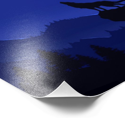 Foto Paisagem de Lobo Monocromática Azul Foto Afdruk (Hoek)