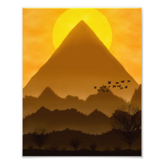 Foto Paisagem Pôr do Sol Monocromática Amalela Afdruk