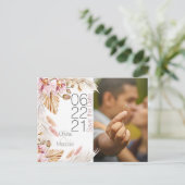 Foto: Pampas Grass Pink Orchid Save the Date Briefkaart (Staand voorkant)