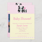 Foto Panda Baby shower - Roze Kaart (Voorkant / Achterkant)