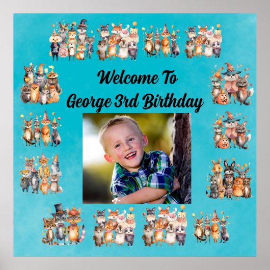 Foto Partij Dieren Thema Kinderen Verjaardagsfeest Poster (Voorkant)