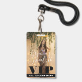 Foto Pas Aangepaste Verjaardag Sweet 16 VIP-Pas Badge (Voorzijde met lanyard)