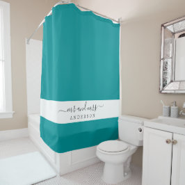 Foto Pas getrouwd de heer Mrs. Tropical Green Mono Douchegordijn