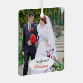 Foto Pas getrouwd Kerst Bruiloft Metalen Ornament (Voorkant Rechts)