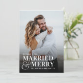 Foto Pas getrouwd Vet huwelijk en huwelijk Feestdagenkaart (Staand voorkant)