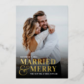 Foto Pas getrouwd Vet huwelijk en huwelijk Folie Feestdagenkaart (Voorkant)