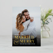 Foto Pas getrouwd Vet huwelijk en huwelijk Folie Feestdagenkaart (Staand Voorkant)