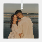 Foto Pas getrouwd Vet huwelijk en huwelijk Glas Ornament (Achterkant)