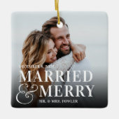 Foto Pas getrouwd Vet huwelijk en huwelijk Keramisch Ornament (Voorkant)