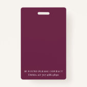 Foto Pass Burgundy Black ID Badge (Achterkant)