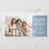 Foto: Pastel Blue Merry en Bright Feestdagenkaart (Voorkant)