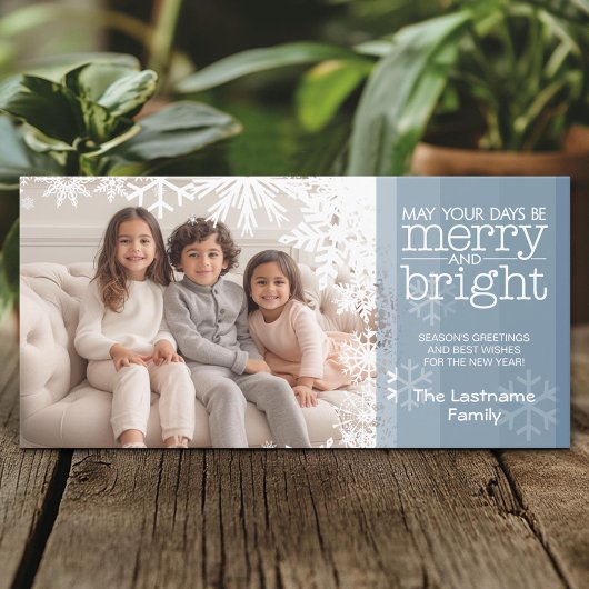 Foto: Pastel Blue Merry en Bright Feestdagenkaart